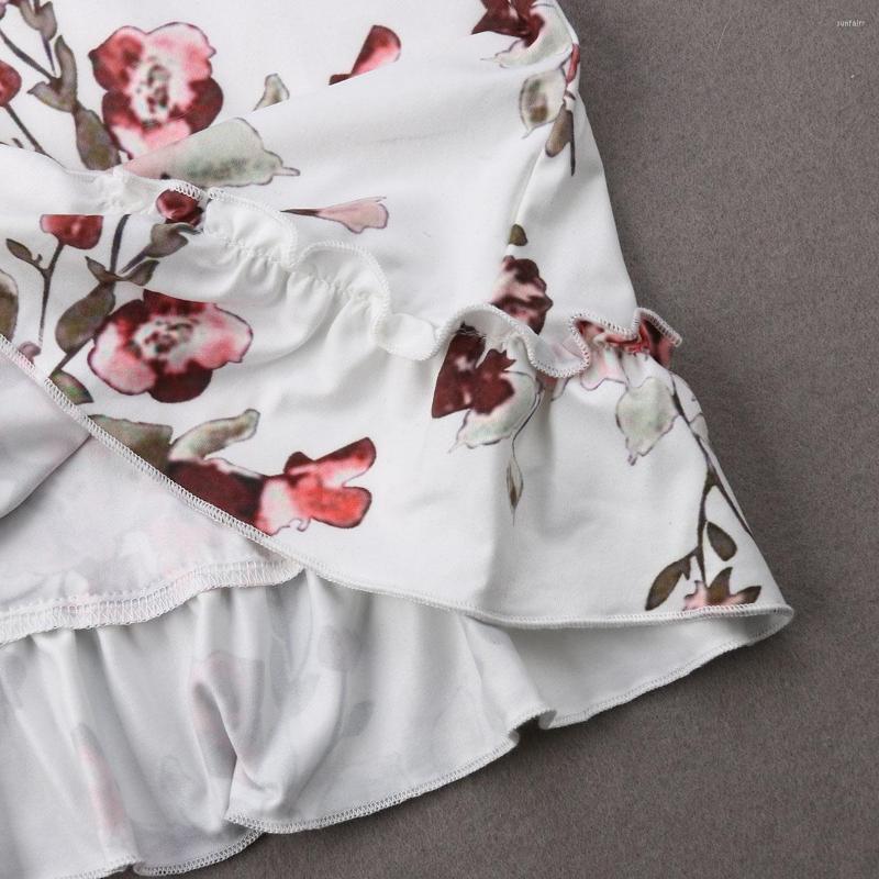 

Girl Dresses 2022 Baby Girls Puff Sleeve Dress Sweet Floral High Waist O-neck Lace-up Sundress Kids Casual Princess Gown