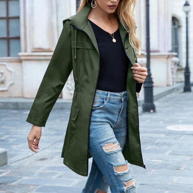 

Women' Trench Coats Useful Outdoor Jacket Drawstring Windbreaker Women Climbing Coat Water Resistant, Black