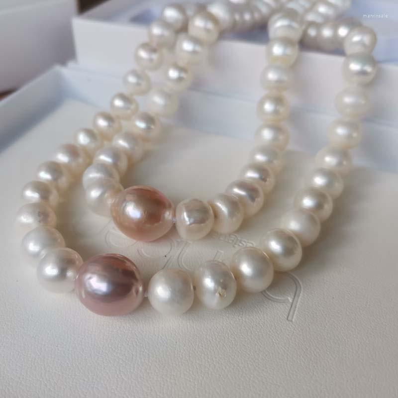 

Choker Big Freshwater Pearl Necklace 10mm White 13-14mm Light Purple
