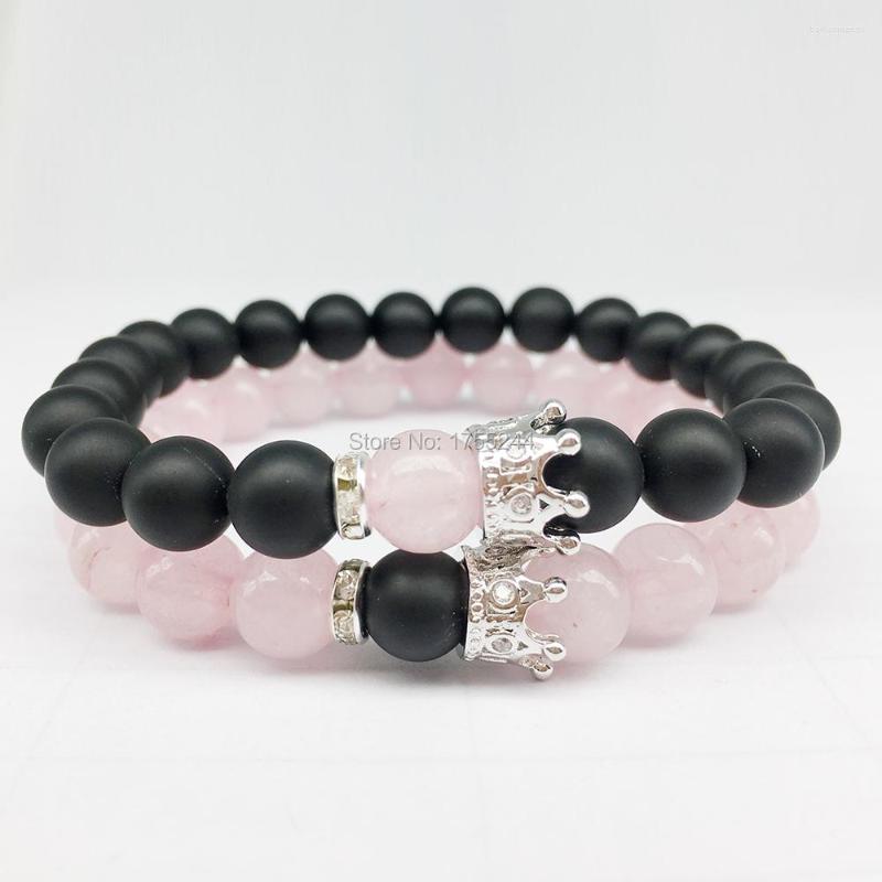 

Strand CZ0058 2022 Arrival Powerful Crown Energy Bracelet Rose Crystal Matte Black Onyx Birthday Gift