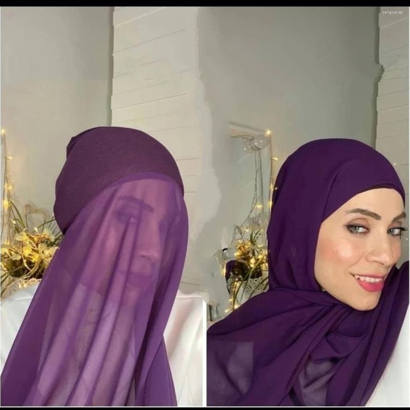 

Scarves F4 10pcs Women Plain Chiffon Shawl With Jersey Underscarf Cap Islam Inner Scarf Headband Stretch Hijab Cover Headwrap Turbante