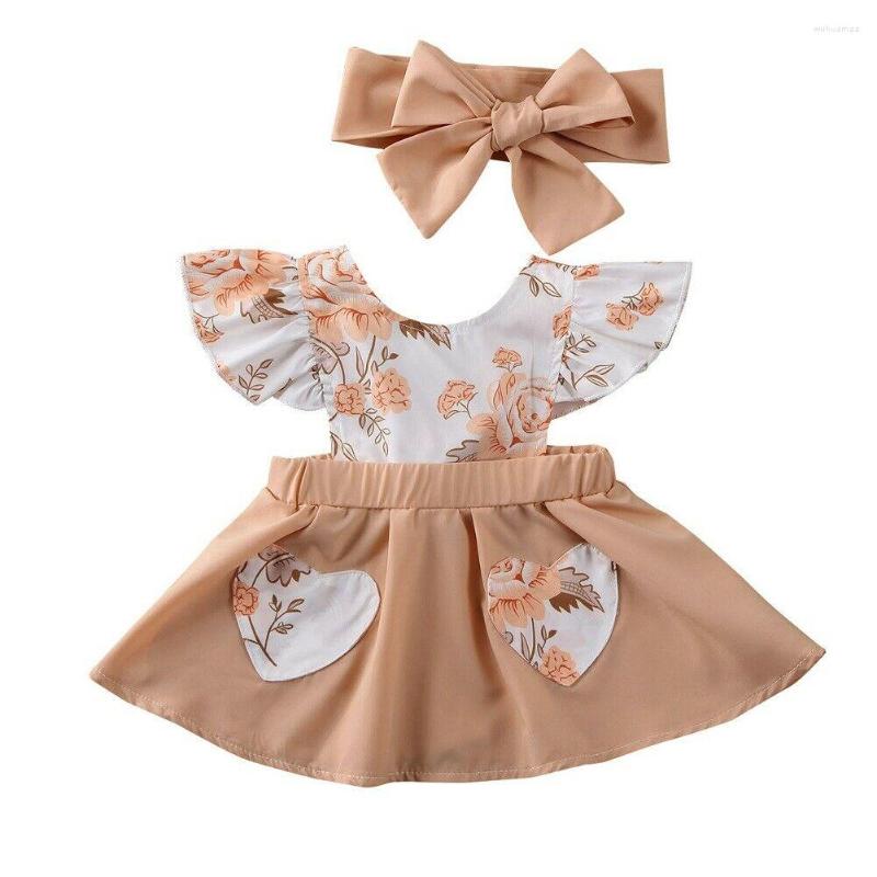 

Girl Dresses Summer 2Pcs Infant Baby Girls Dress Flower Ruffle Princess Sundress Headband Outfit 0-18Months, Picture shown