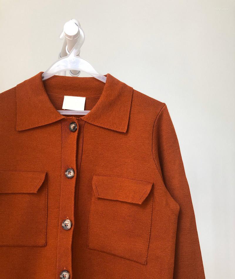 

Women' Knits Women Wool Blend Long Sleeve Knitted Jacket Top - Ladies Knit Cardigan Sweater, Caramel colour