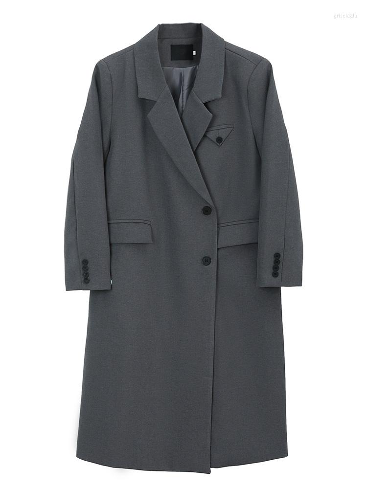 

Women's Trench Coats Fashion Simple Long Sleeve Coat Outwear Autumn 2022 Notched Single Breasted Women's Gray Windbreaker H562, Black