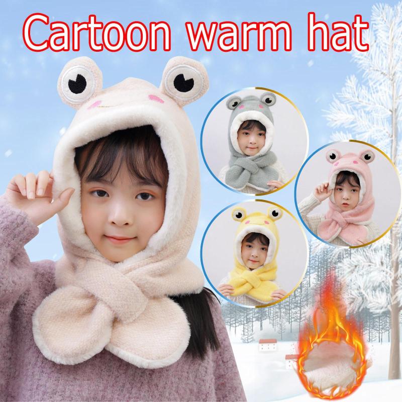 

Berets Hunting Caps Scarf Winter Warm Hats Cartoon Knit Hood Kid Knitted Fleece Bomber Trapper, Green