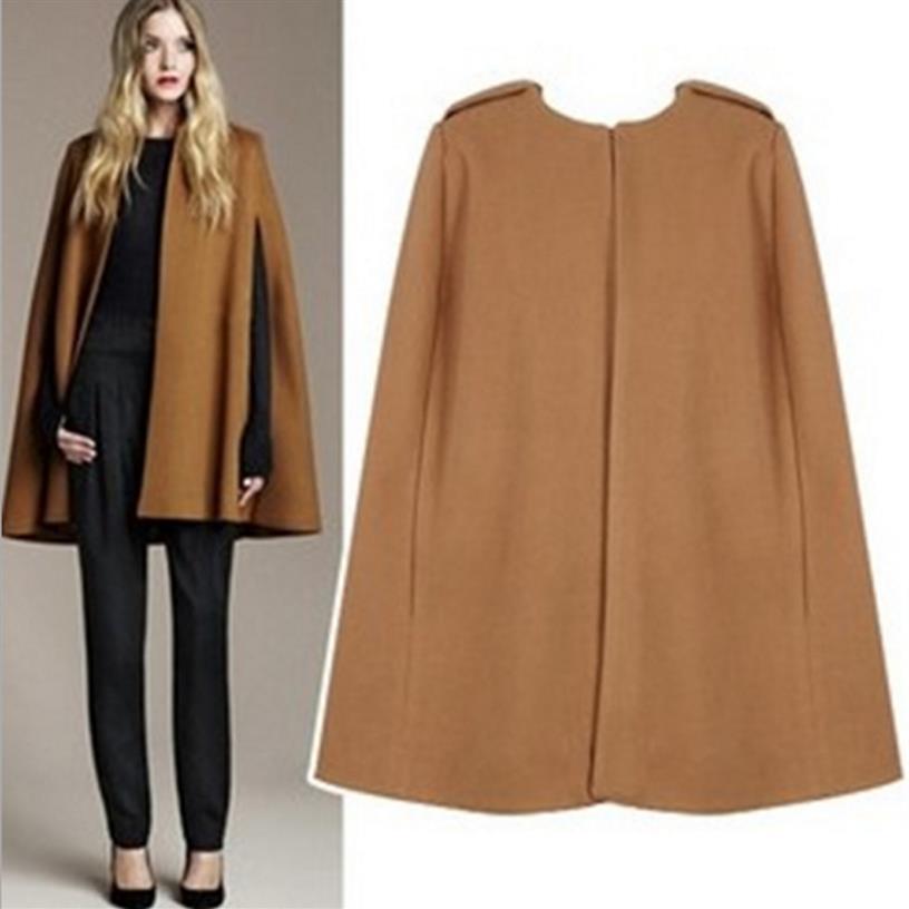 

Gorgeous Camel color WOOL Cashmere Cloak Cape Jacket Mod MILITARY Swing Sleeveless Minimalist Coat for women261b