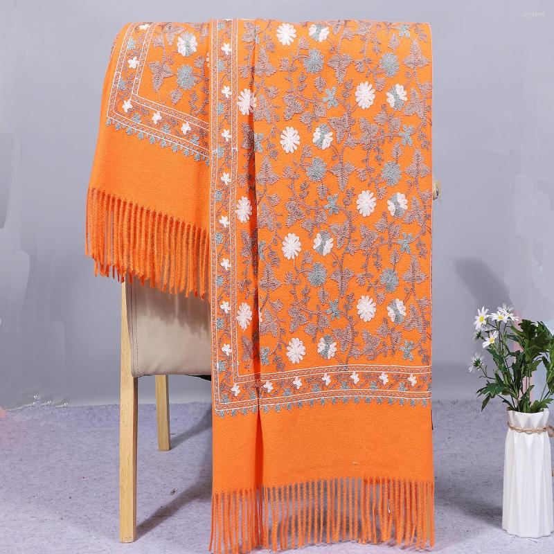 

Scarves Embroidery Flower Women Scarf Large Shawls Wrap Tassels Mujer Bufanda Chal Winter Warm Pashmina Cape 2022 Muffler