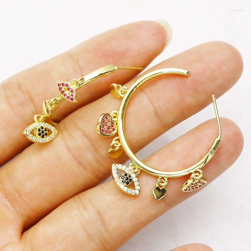 

Hoop Earrings 5 Pairs Zircon TIny Charms Round For Women Eyes Gold 8344