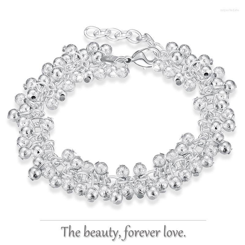 

Link Bracelets Multi-beads Bracelet 925 Sterling Silver Jewelry For Women Lady Girl Wear Party Birthday Wedding Decoration