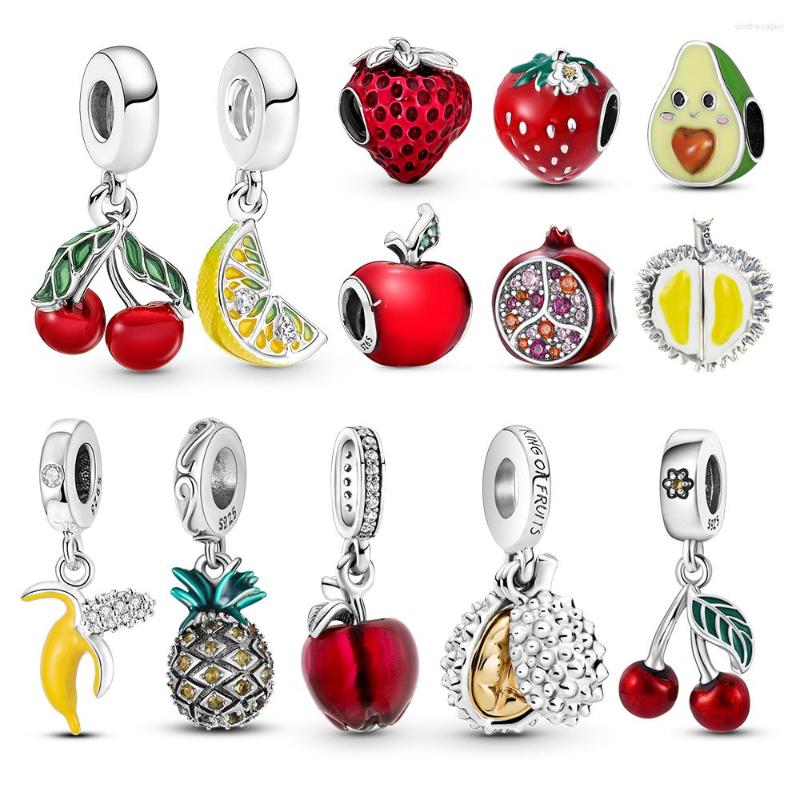 

Charms Silver 925 Fruit Cherry Durian Dangle Charm Fit For Original Women Moments Bracelet Or Bangle DIY Jewelry Accessories