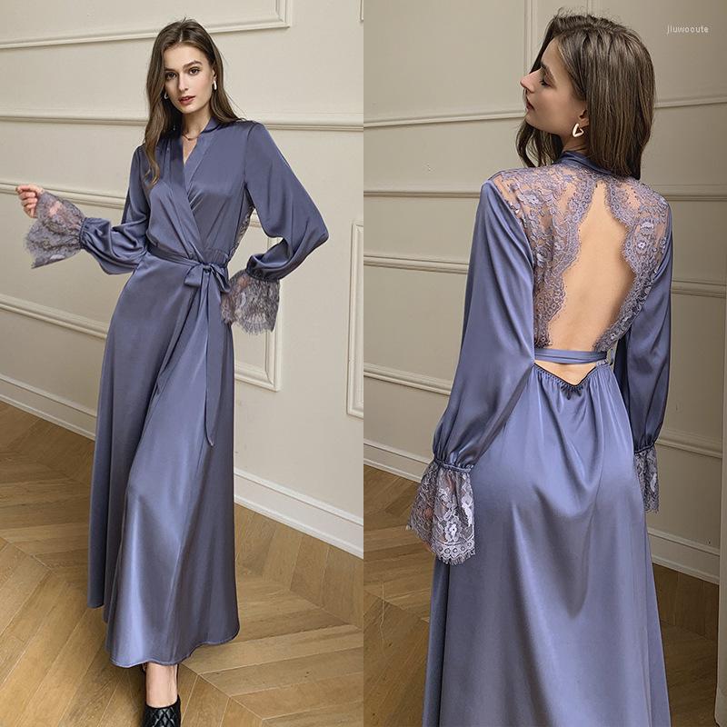 

Women's Sleepwear Sexy Lace Ladies Pajama Robe Kimono Bathrobe Dress Plus Size Evening Nightdress, Picture shown