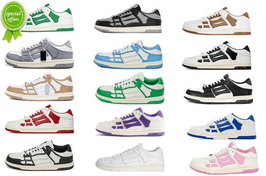 

2023 2022 Designer Skel Top Low Bones Leather Sneakers Shoes Skeleton Blue Red White Black Green Grey Brown Men Women Outdoor Sports Trainers