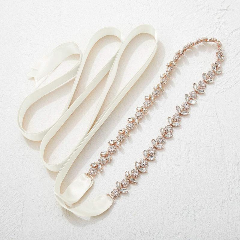 

Belts JLZXSY Silver Rose Gold Thin Flower Crystal Chain Bridal Sash Rhinestones Wedding Dress Belt Headband Bride Bridesmaids, Black
