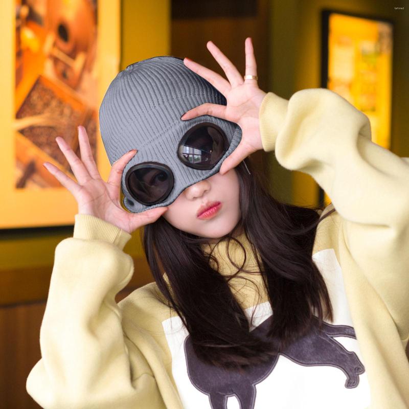 

Berets Plaid Hats For Men Women&Men Winter Slouchy Knit Warm Thick Goggles Velvet Ski Hat Knitted Women, White