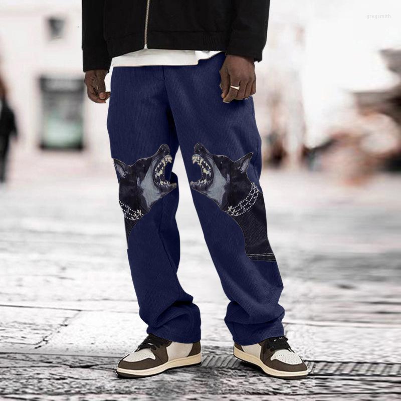 

Men' Pants Men' Casual Loose Straight Leg Fashion Animal Print Stylish Trousers For Shopping Daily Wear Running Jogging Sportwear, Gray