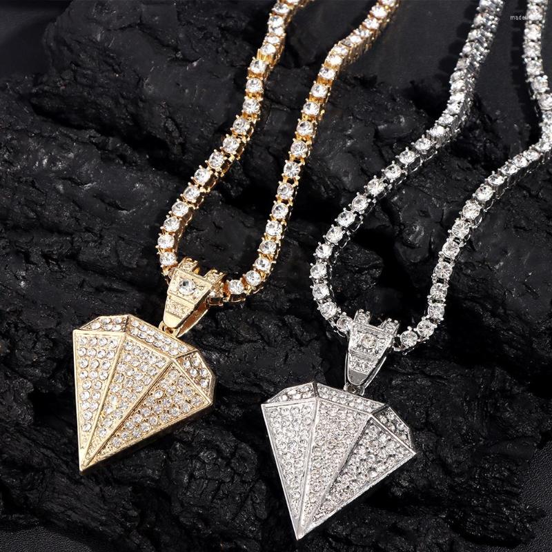 

Chains Luxury Iced Out Crystal Diamonds Shape Pendant Necklace For Women Men Hip Hop Bling Rhinestone Tennis Chain Jewelry