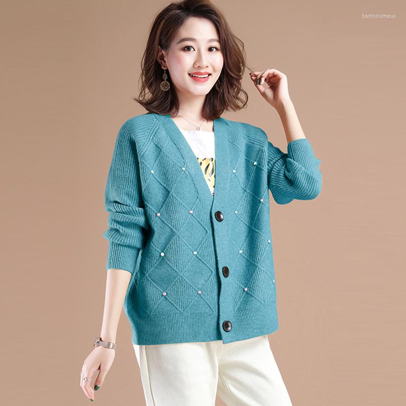 

Women's Knits Fad Solid Autumn Spring Ladies Knitted Cardigans Deep V-Neck Woman's Sweater With Buttons Long Sleeve Casual Female, Black