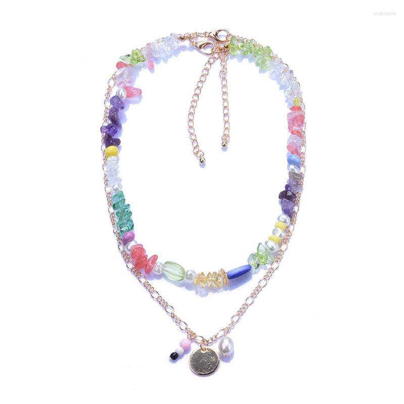 

Choker Irregular Faux Stone Pearl Beaded Handmade Necklace Women Gold Metal Chains Link Jewelry Accessories