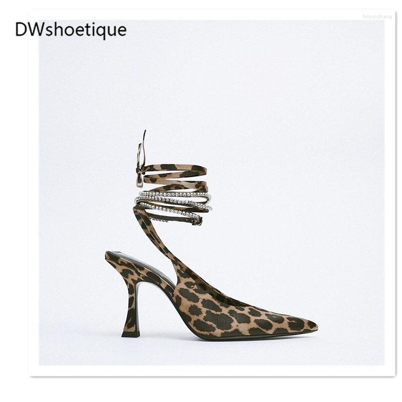 

Dress Shoes Pointed Toe Ankle Strap Women Pumps Thin High Heel Casual Leopard Slingbacks
