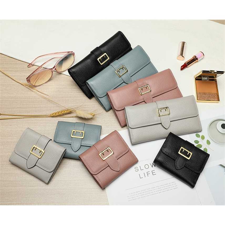 

Women's bag top leather long women's purse multi card handbag, Sky blue