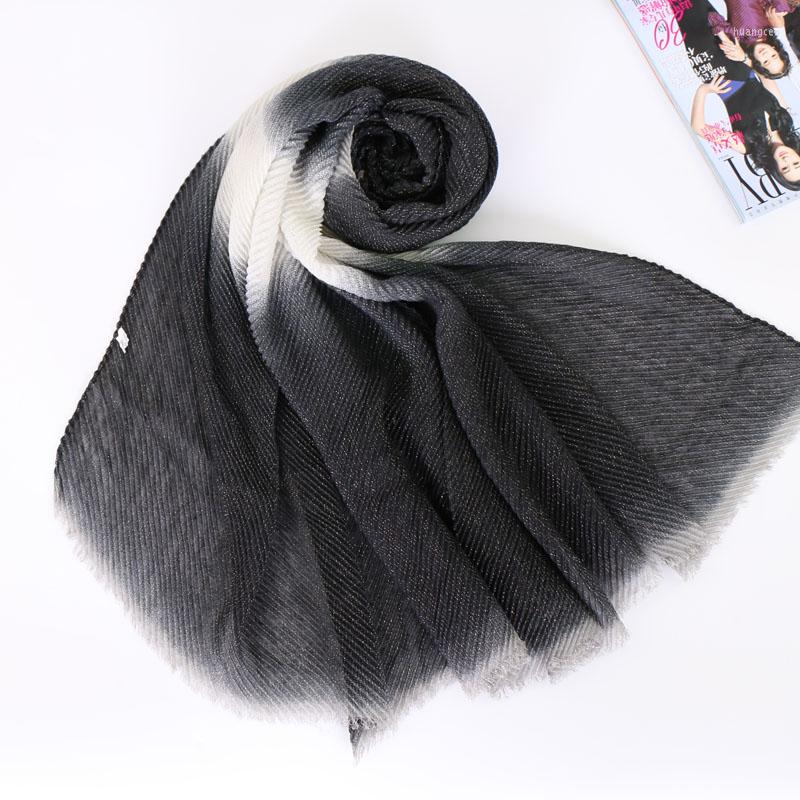 

Scarves 2022 Glitter Hijab Scarf Lurex Crinkle Gradient Women Tassel Plain Shimmer Muslim Shawls Islamic Long Wraps Turban 180 90CM