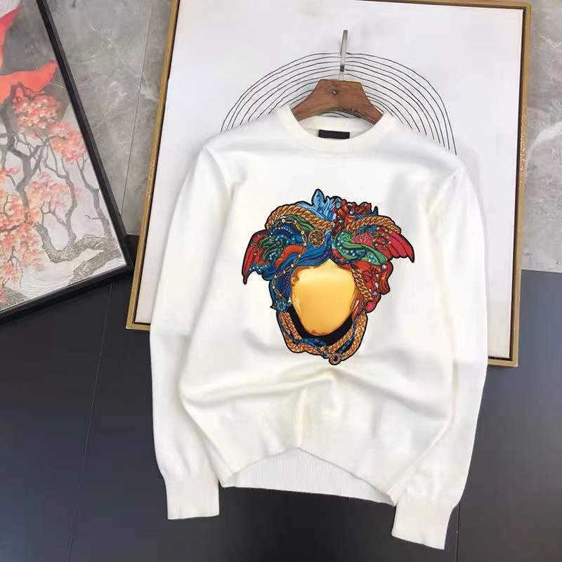 

Hip Hop sweater mens sweatshirt Vers designer hoodie embroidery diamond medusa long sleeve tshirt men women crew neck pullover shirt 4xl 5xl, A1 white