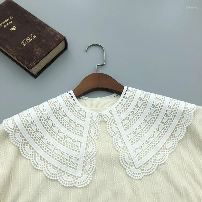 

Bow Ties Girls Big Lapel Fake Collar For Women Lace Floral Embroidered Hollow Out False Female Necklace Shoulder Wraps Shawls