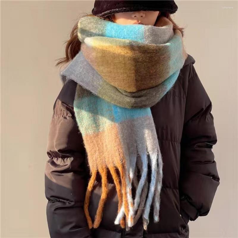 

Scarves Chic Lady Winter Scarf Contrast Color Neck Protection Long Anti-shrink Women