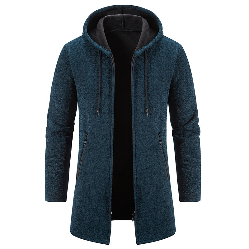 

Men's Sweaters Winter Sweatercoat Men Casual Hooded Collar Fur Lining Windbreaker Knitted Sweater Top Midlength Velvet Thick Cardigan Sweater 221114, As picture