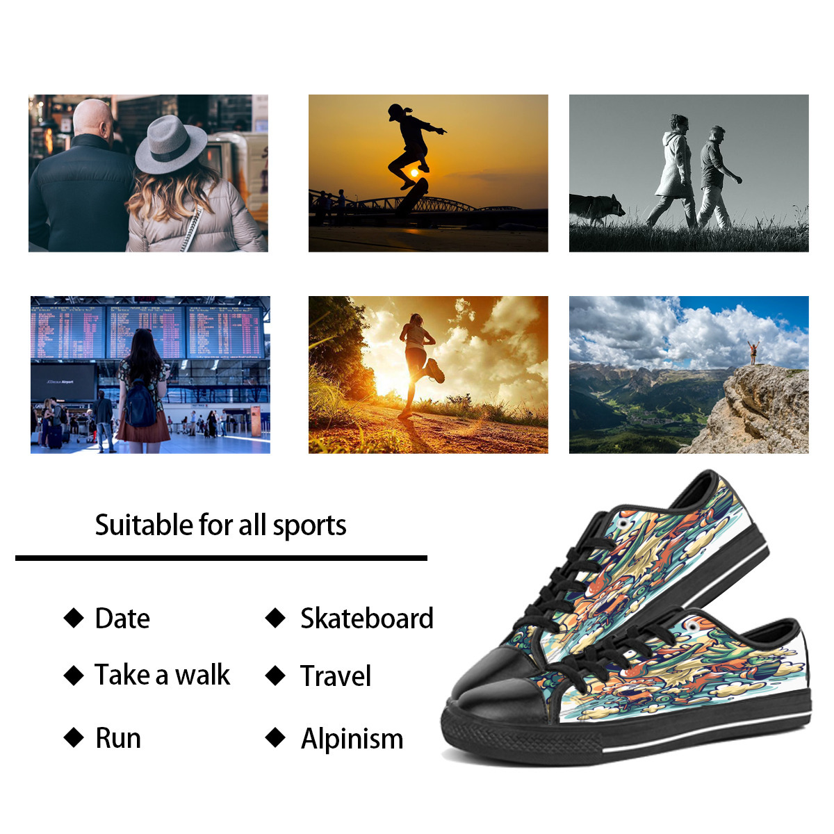 

Custom shoes Classic Canvas Low cut Skateboard casual triple black Accept customization UV printing low mens womens sports sneakers Breathable color 110, Notice
