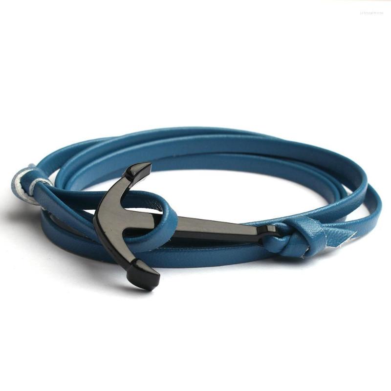 

Link Bracelets 2022 Fishhook Anchor Chain & Black Bracelet Survival Leather Friendship Men And Women Gift