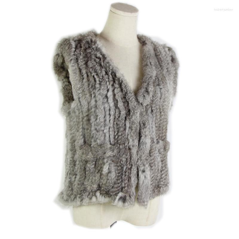 

Women's Vests Zero Fish Brand 2022 Fur Vest Real Women's Europe Style Knitted Hand Made With Pocket Big Size
