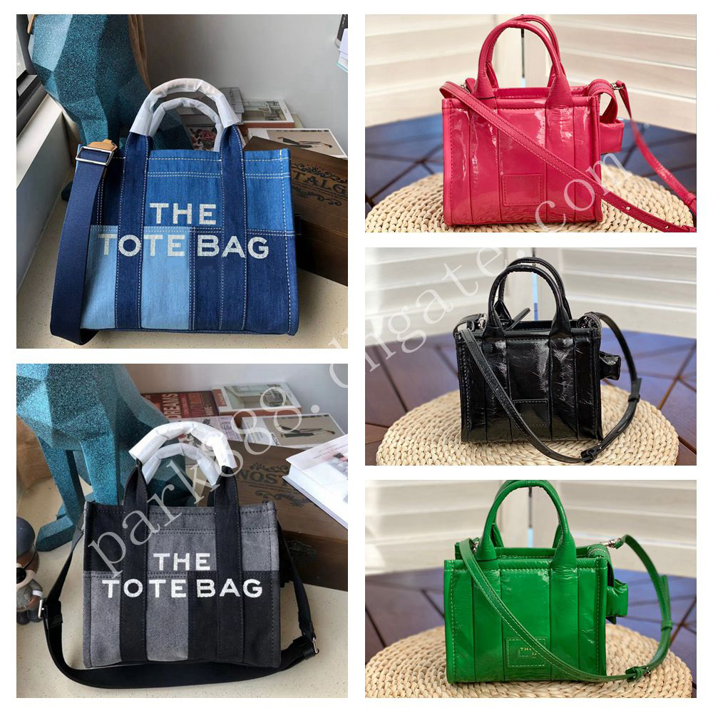 

Brand M Denim stitching tote bags large capacity bag clutch bag shoulder backpack with zipper 9807, #4 blue small 26cm