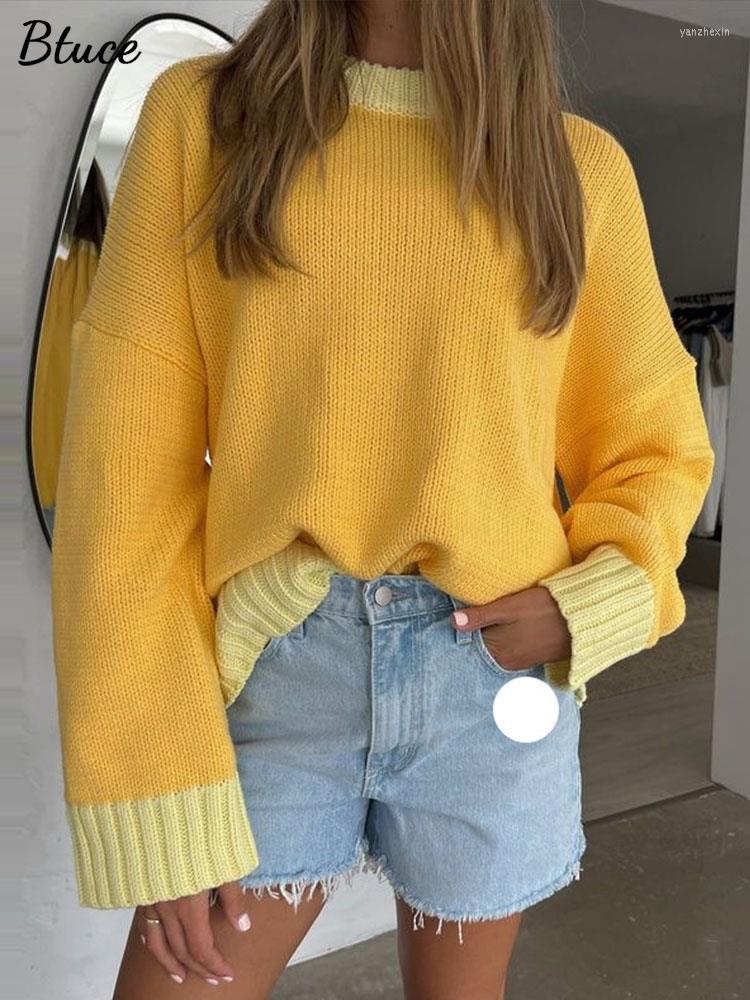 

Women' Sweaters Fashion Women Patchwork Knitted Female Vintage Thick Warm Thread Pullovers 2022 Autumn Winter O Neck Oversize Jumper, Orange
