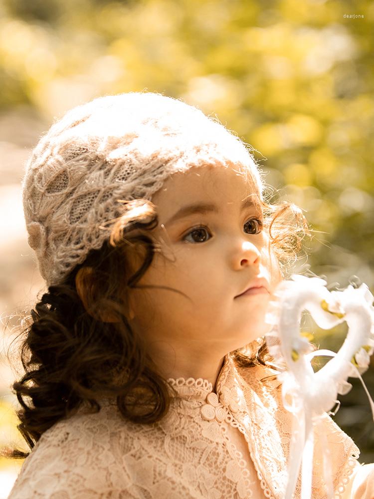 

Hats X030 Kids Hand Made Knitting Teens Hand-Woven Double-Layer Warm Girl's Knitted Toque Caps Adjustable Size, Beige