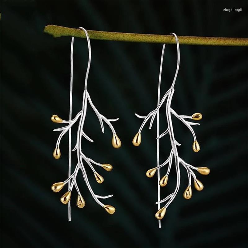 

Dangle Earrings Elegant Silver Color Branch Drop Boho Fashion Ladies Long Tassel Birthday Party Gift