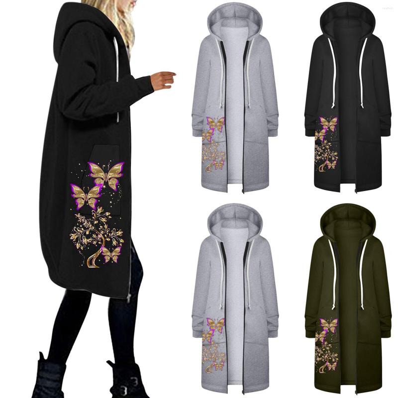 

Women' Hoodies Women' Mid-length Coat Floral Print Long Sleeve Casual Fleece Jacket Sweater Tan Women 3x Jackets For, Black