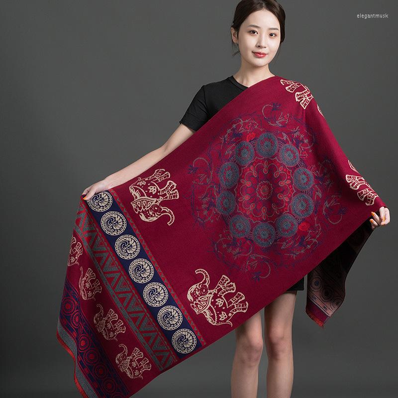 

Scarves Ethnic Style Elegant Jacquard Echarpes Thick Warm Shawl And Wrap Bufanda Travel Reversible Scarf Women Cashmere Pashmina