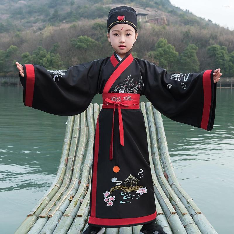 

Stage Wear Embroidered Ancient Costume Boys Chinese Classical Dress Tang Dynasty Hanfu Robe Cosplay Performance Dance Costumes, Picture shown