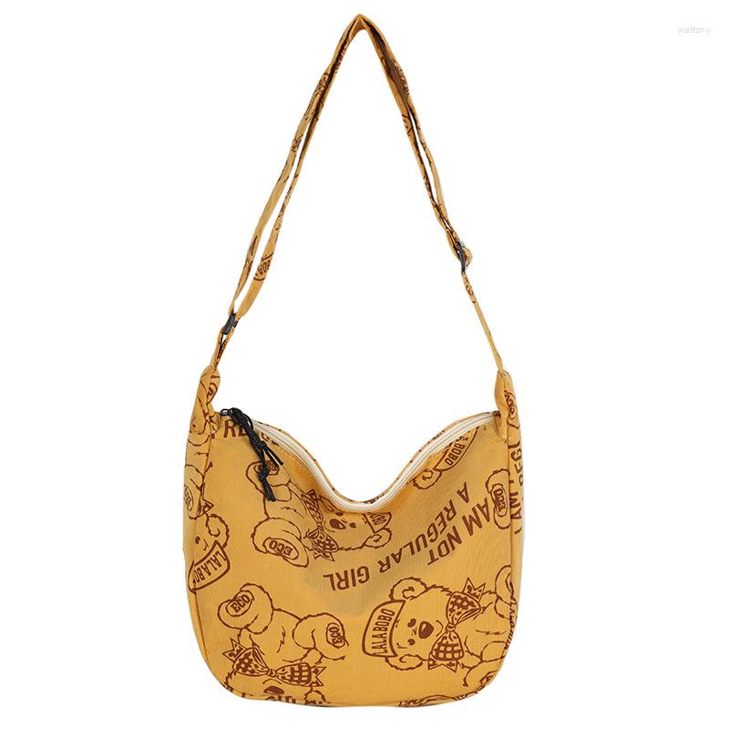 

Evening Bags Fashion Cute Print Bear Student Messenger Bag Shoulder, White