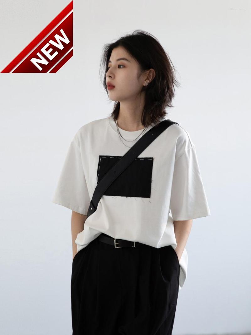 

Women' T Shirts T-Shirts Streetwear Casual Women' Stitching Contrast Color Short Sleeve Female Top Ladies Tshirt Woman Summer 2023, Black