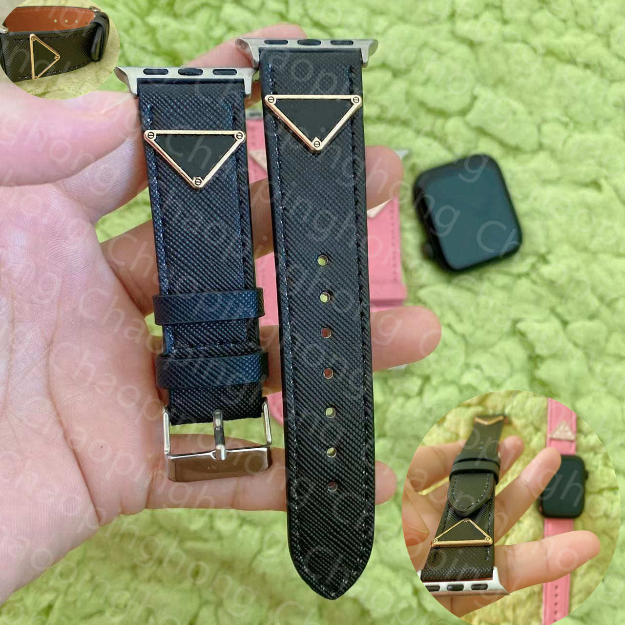 

Designer Watch Straps For Apple Watch Band 49mm 38mm 41mm 42mm 45mm leather SmartWatches Strap Replacement Strap Adapter Connector accessories Men Gift