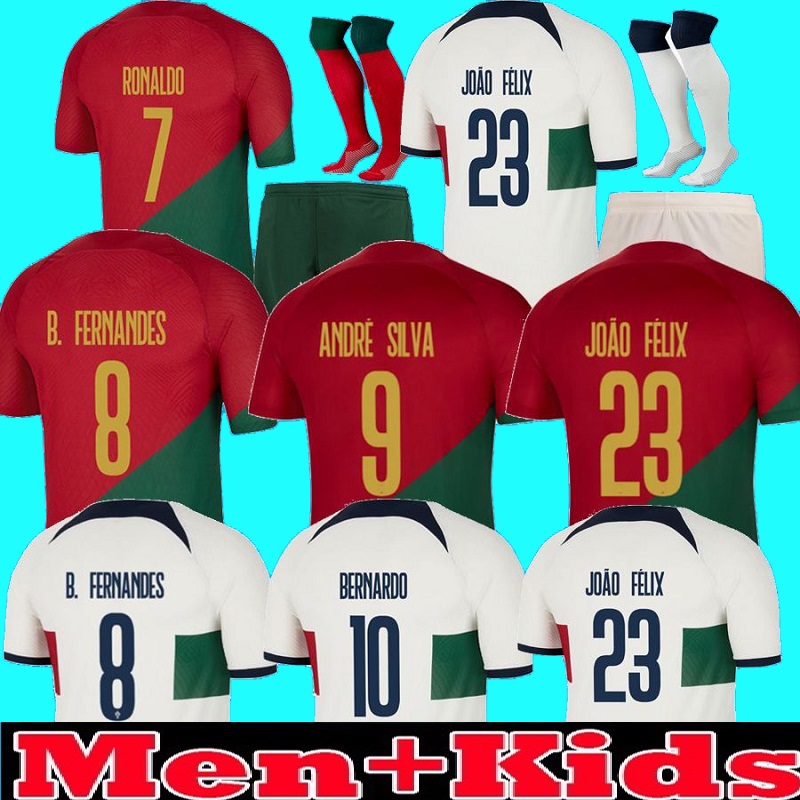 

22 23 JOAO FELIX Portuguese soccer jerseys RUBEN NEVES BRUNO FERNANDES 2022 Portuguesa football shirt Portugieser Men Kids full kit sets DIOGO J. OTAVIO, 22 23 away+patch 2