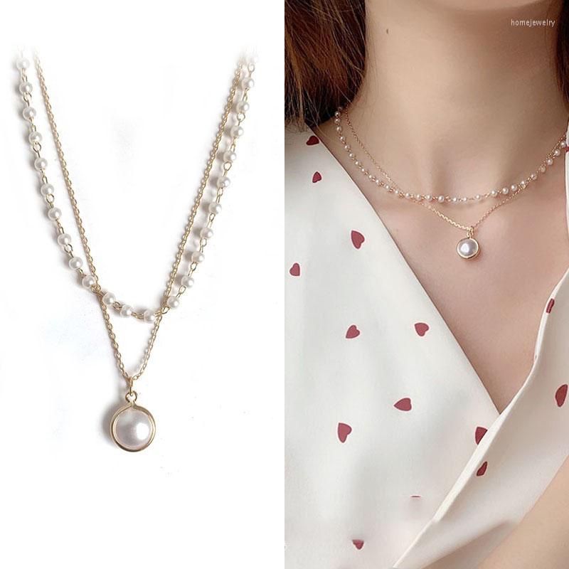 

Choker Double Layer Pearl Chocker Necklaces Clavicle Chain For Women Girls Korean Style Trendy Luxurious Classic Fashion Jewelry Gifts