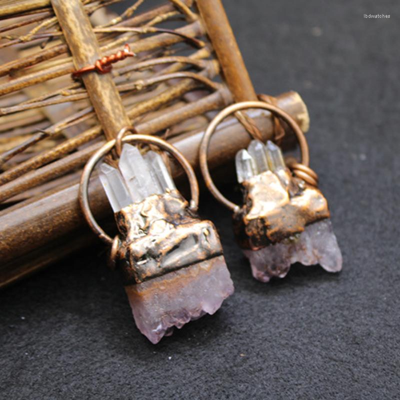 

Pendant Necklaces Natural Crystal Pendants Irregular Mineral Rock Quartz Real Amethysts Cluster Purple Pendulum For Women Healing