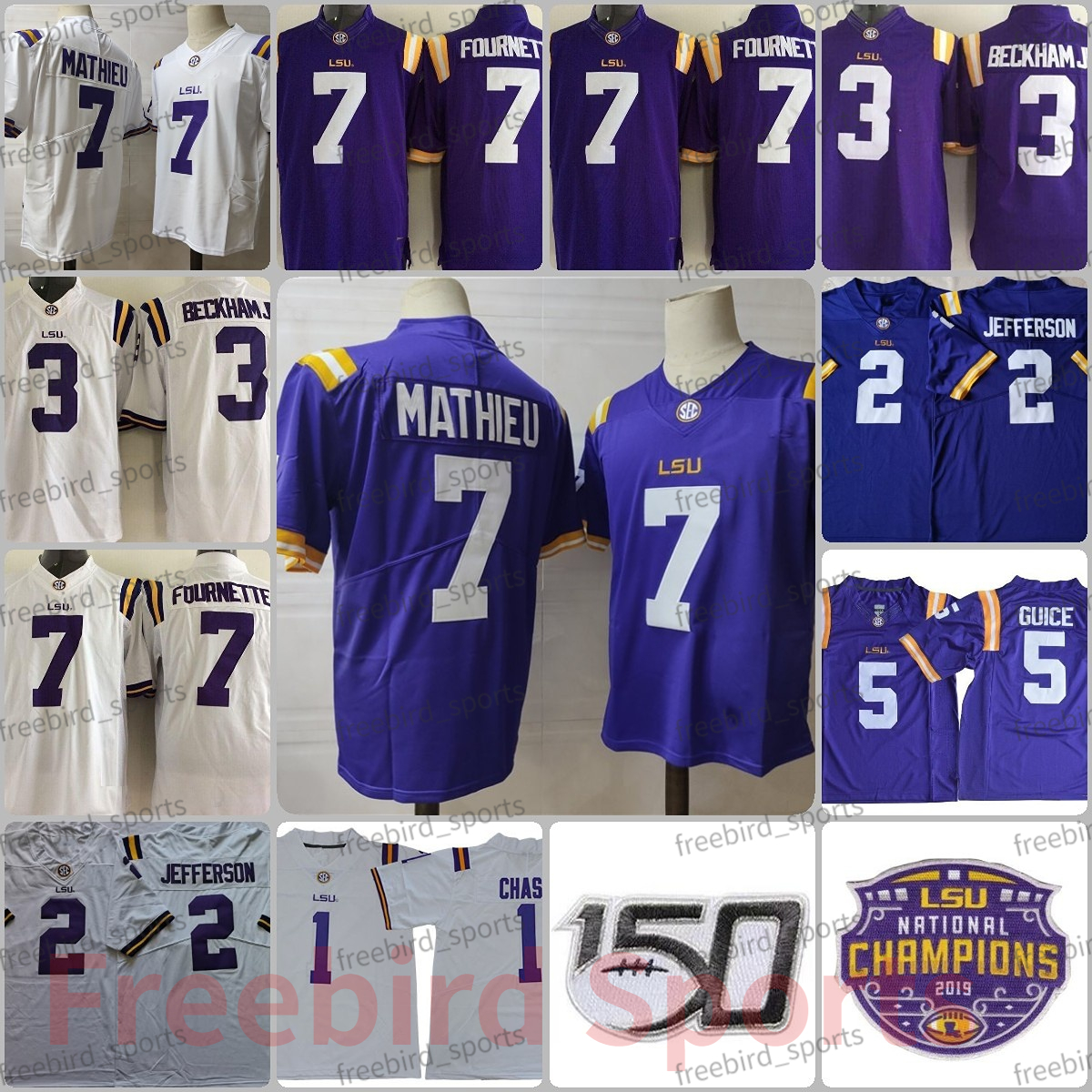 

NCAA 2 Justin Jefferson Football Jersey 1 Ja'Marr Chase Leonard Fournette 7 Tyrann Mathieu 3 Odell Beckham Jr. 5 Guice Purple White Mens LSU Tigers College Jerseys, 3 odell beckham jr purple jersey