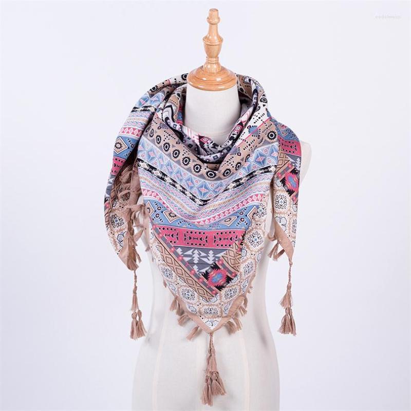 

Scarves 2022 Design Women Fashion Scarf For Ethnic Female Geometric Tassel Printed Wraps Winter