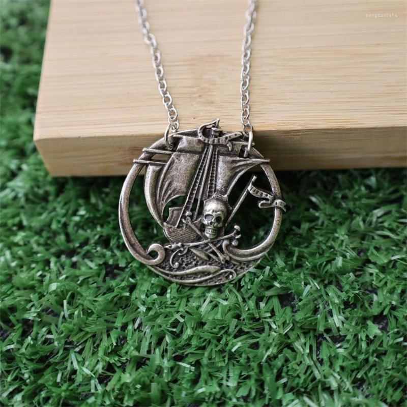 

Chains Viking Warrior Ship Necklace Men's Skull Pendant Nordic Pirate Jewelry