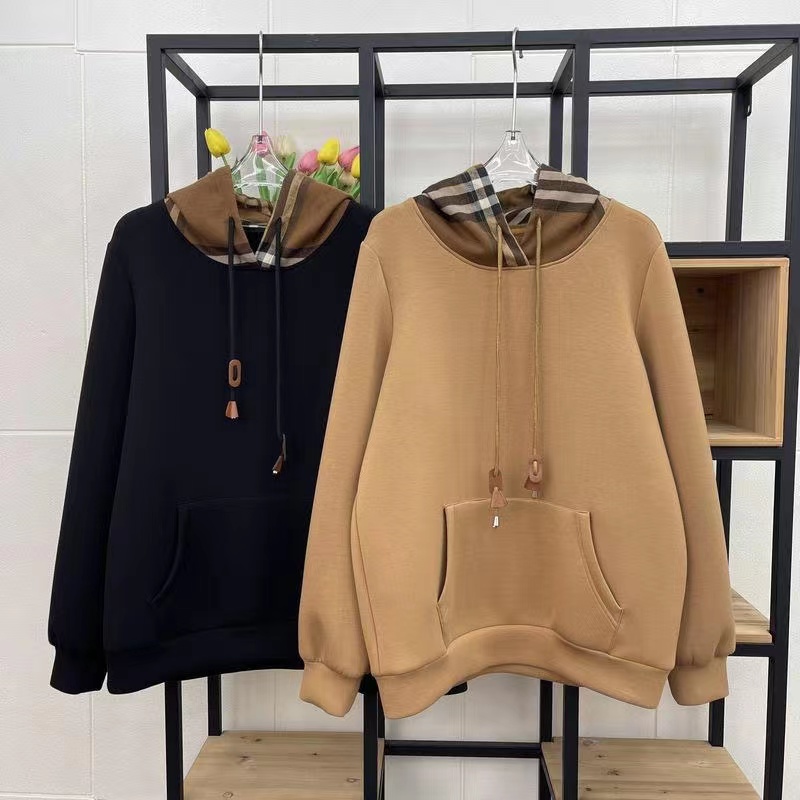 

22SS Designer BURberys Hoody Hoodie Tide Brand Burb Hooded Sweater Classic Plaid Stitching Loose Os Coat Fashion Cotton Jacket, No sale