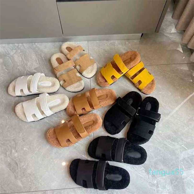 

Designer herms slippers 2021 Winter H Women men wool warm fur slipper house outside Stilettos shoe autumn womens slides Ladies Hollow Sandals Midsole